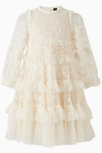 فستان بنقشة زهور دانتيل