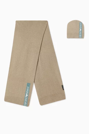 Contrast Logo Beanie & Scarf Set