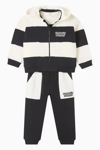 Stripe Logo Hoodie in Cotton