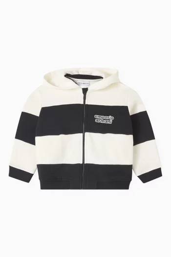 Stripe Logo Hoodie in Cotton