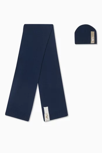 Contrast Logo Beanie & Scarf Set