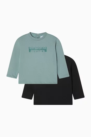 Logo T-shirt in Cotton, Set of 2