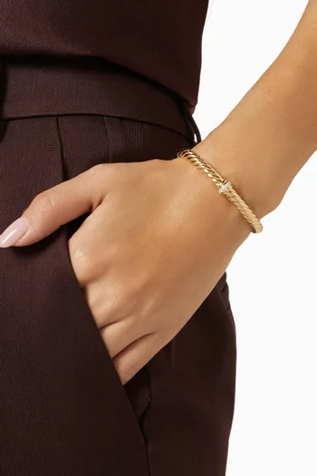 سوار كابل سبيرا بتصميم مرن مرصع بالماس ذهب أصفر عيار 18