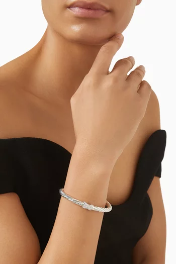 سوار كابل فليكس مرصع بالماس فضة إسترلينية