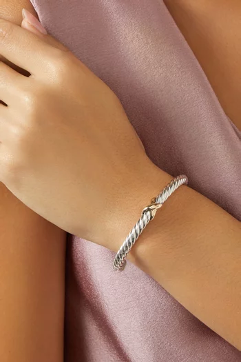 سوار كابل فليكس بحلية شعار X فضة إسترلينية وذهب أصفر عيار 14