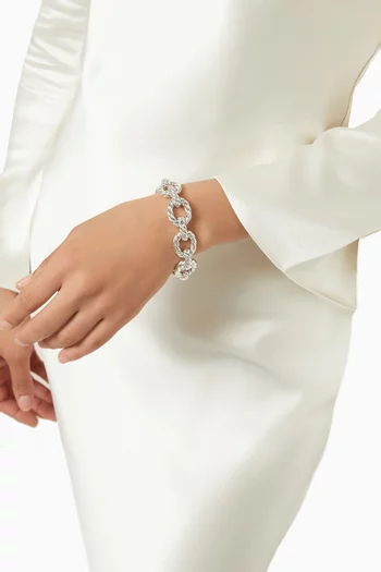 سوار سلسلة بحلقات منحوتة متصلة فضة إسترلينية