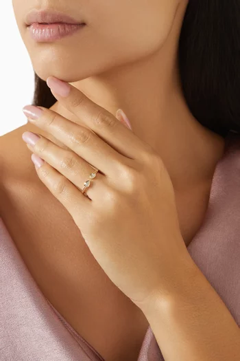 خاتم بتيت مودرن رينيسنس مفتوح مرصع بالماس بشكل كمثرى ذهب أصفر عيار 18 ‏