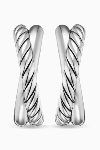 Bold Crossover Hoop Earrings in Sterling Silver
