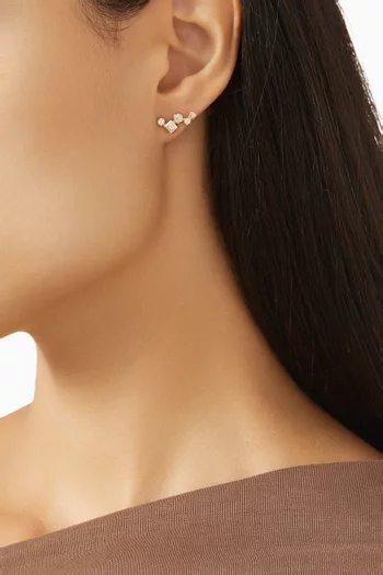 Petite Modern Renaissance Diamond Climber Earrings in 18kt Yellow Gold