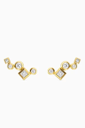 Petite Modern Renaissance Diamond Climber Earrings in 18kt Yellow Gold