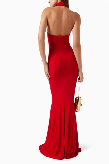 Halter Turtle Fishtail Gown in Poly Lycra