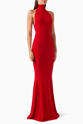 Halter Turtle Fishtail Gown in Poly Lycra