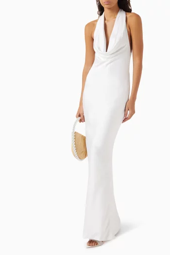 Halter Drape Bias Gown in Satin