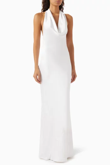 Halter Drape Bias Gown in Satin