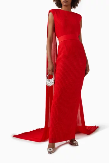 Tavia Cape Dress in Plissé