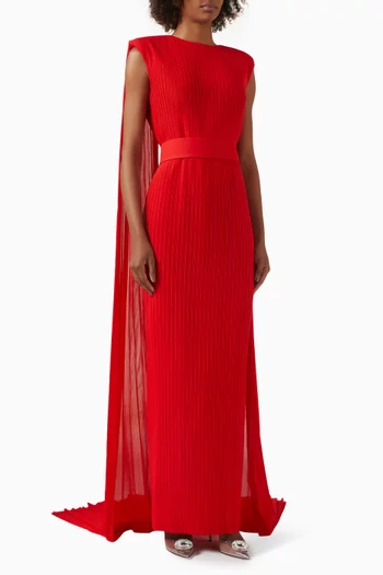 Tavia Cape Dress in Plissé