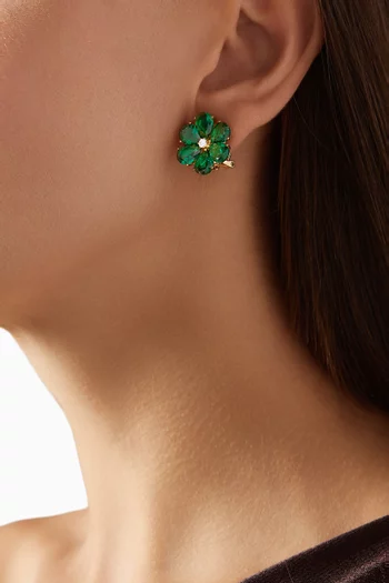 Emerald Marguerite Daisy Earrings in 18kt Gold Vermeil