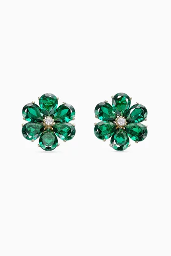 Emerald Marguerite Daisy Earrings in 18kt Gold Vermeil