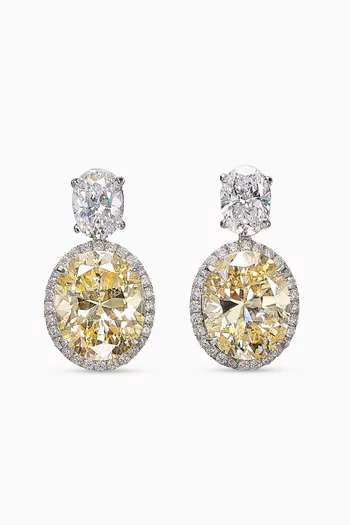 أقراط هالو كناري سيليستيال مطلية ذهب أبيض عيار 18