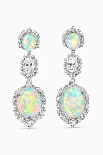 Sky Opal Drop Earrings in 18kt White Gold Vermeil