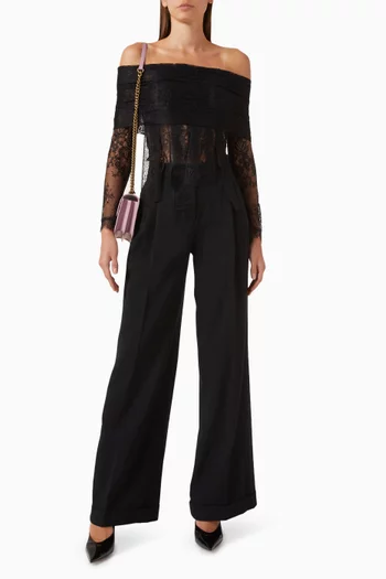 Fringed Bodysuit in Sheer-lace