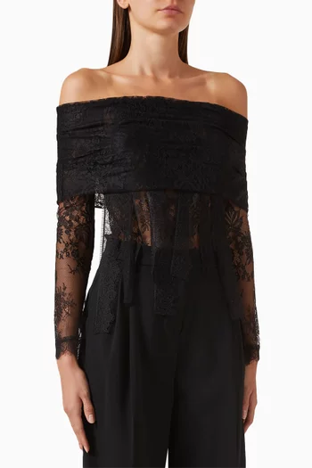 Fringed Bodysuit in Sheer-lace
