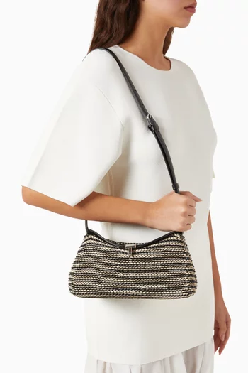 T-lock Woven Clutch in Leather