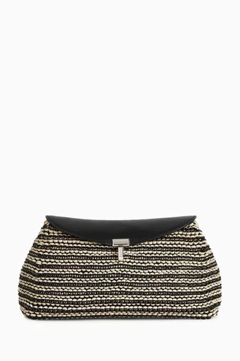 T-lock Woven Clutch in Leather
