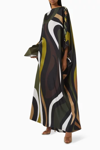 Marmo-print Kaftan in Silk Twill