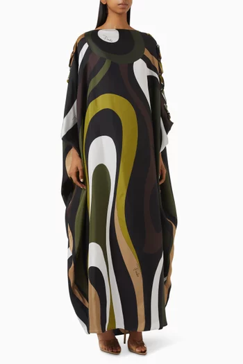 Marmo-print Kaftan in Silk Twill