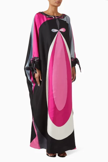 Maddalena-print Kaftan in Silk-twill