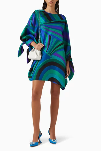 Iride-print Mini Kaftan in Silk Twill