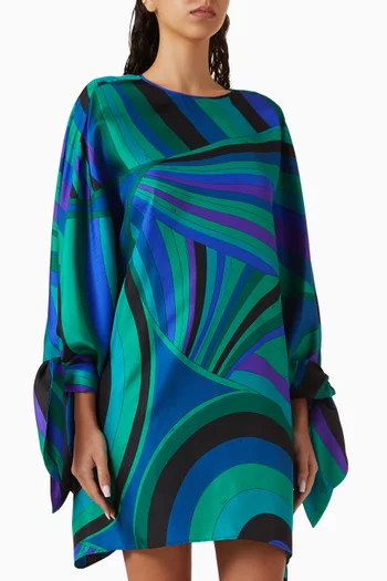 Iride-print Mini Kaftan in Silk Twill