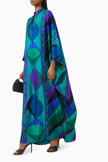 Printed Kaftan in Silk Twill