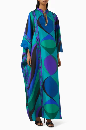 Printed Kaftan in Silk Twill