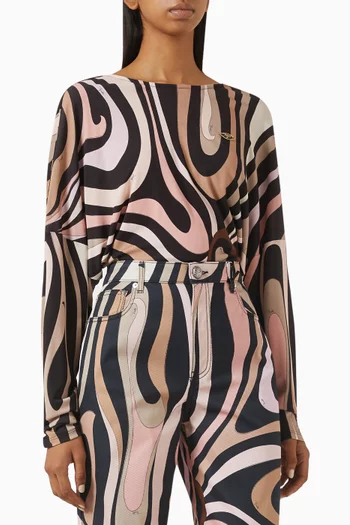 Marmo-print Bodysuit in Jersey