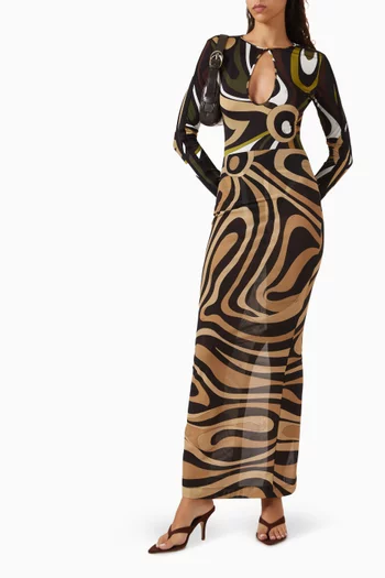 Marmo-print Bodysuit in Satin Jersey