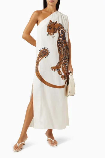 Ibiza Nature One-shoulder Dress in Linen