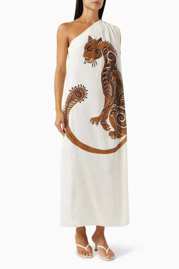 Ibiza Nature One-shoulder Dress in Linen