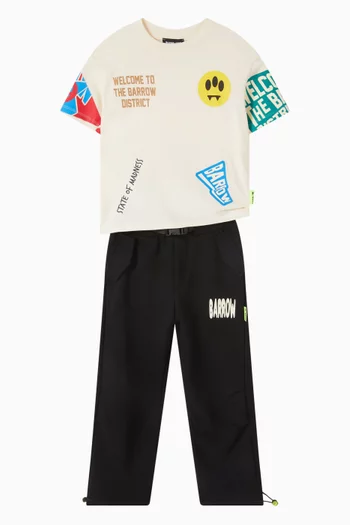 تي شيرت مزين بطبعات قطن