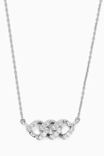 قلادة بدلاية متداخلة مرصعة بالماس ذهب أبيض عيار 18