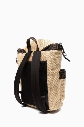 Logo Backpack in Raffia