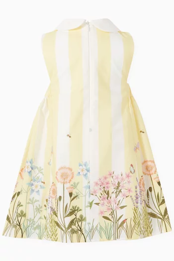 Striped Midi Dress in Cotton-poplin