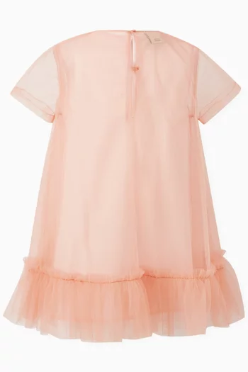 Logo-embroidered Midi Dress in Tulle
