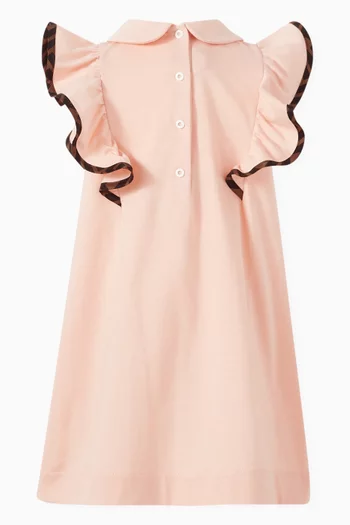 Floral-embroidered Dress in Cotton