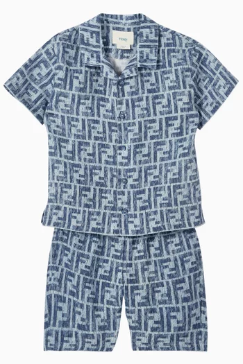 FF-print Short-sleeve Shirt in Linen