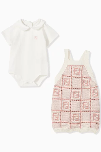 FF Crochet Romper Set in Cotton-knit