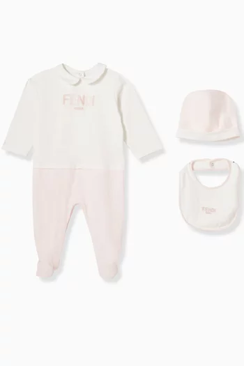 Logo-print Sleepsuit Set in Cotton