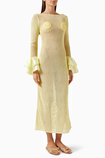 Treasure Lemon Maxi Dress in Crochet Knit