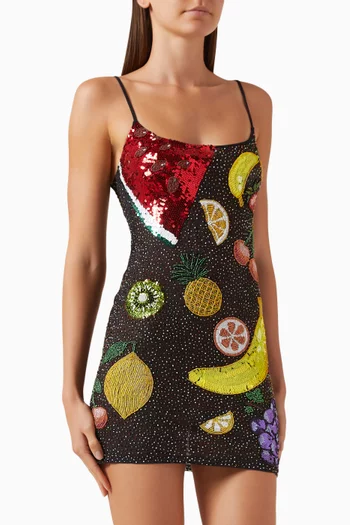 Sparkly Tutti Frutti Mini Dress in Mesh